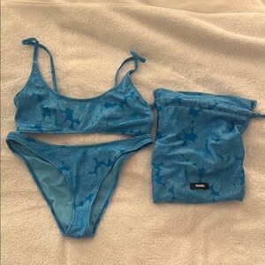 Blue Floral Triangl Bikini
